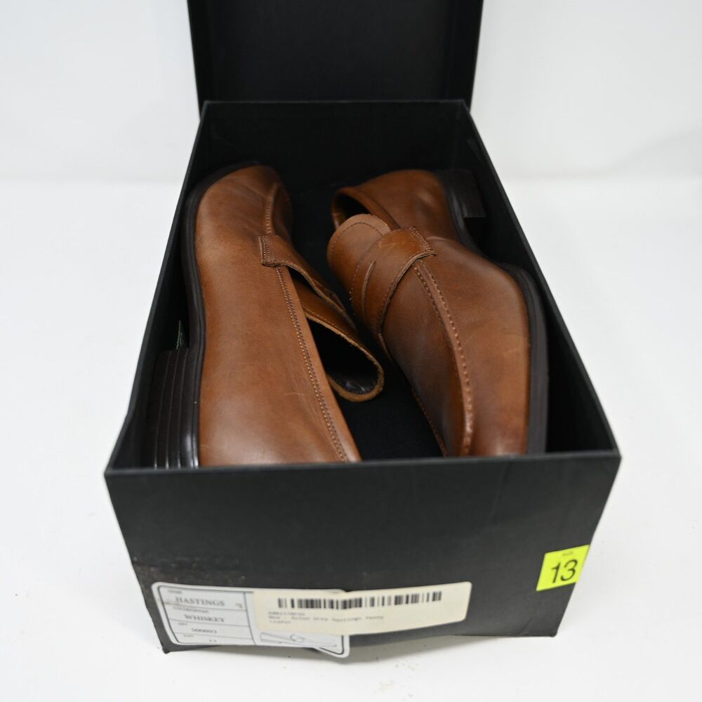 Aston Grey Hastings Whiskey Leather Penny Loafers Men’s Size 13 - Picture 6 of 8